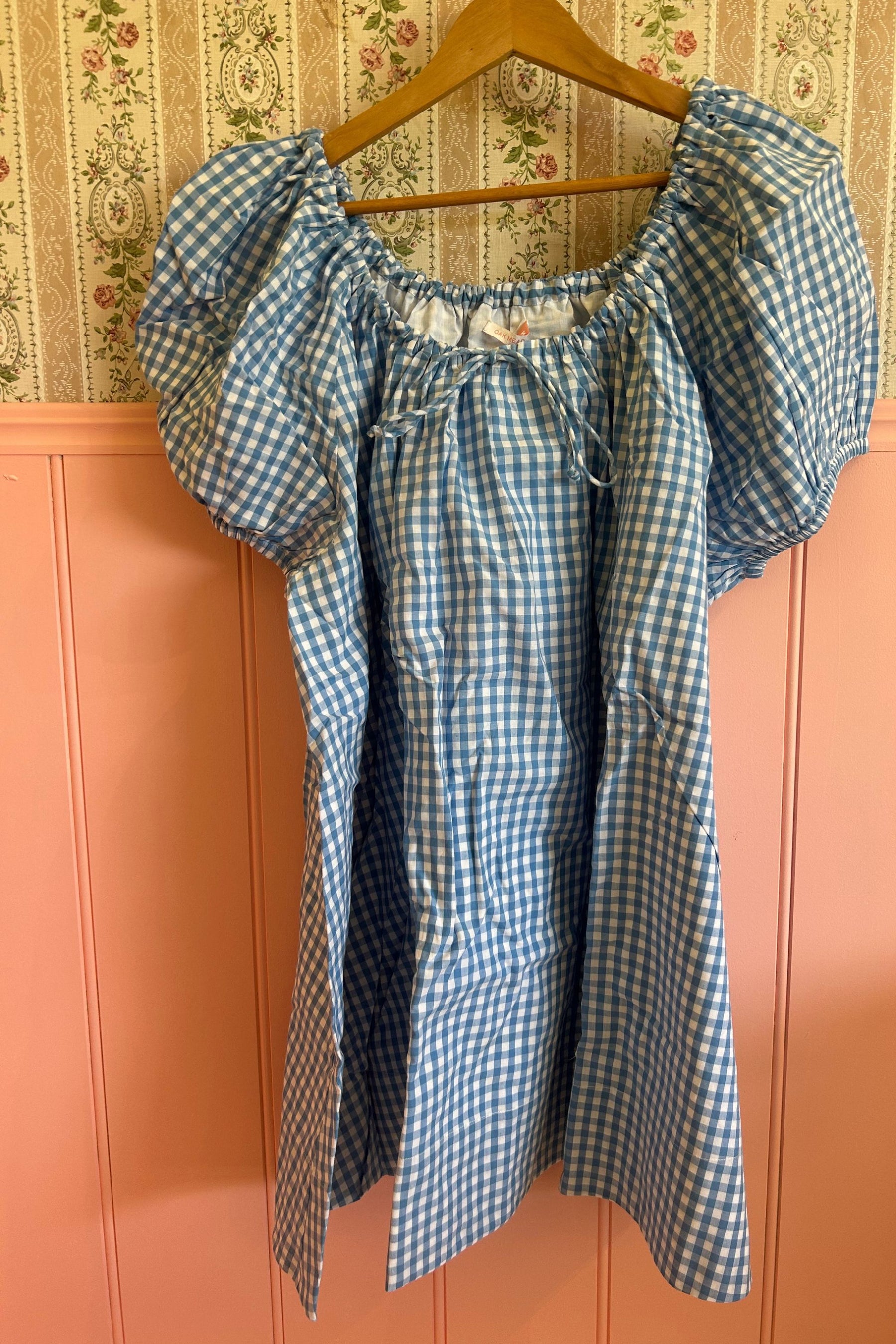 Everyday Drawcord Dress in Blue Gingham - XXL