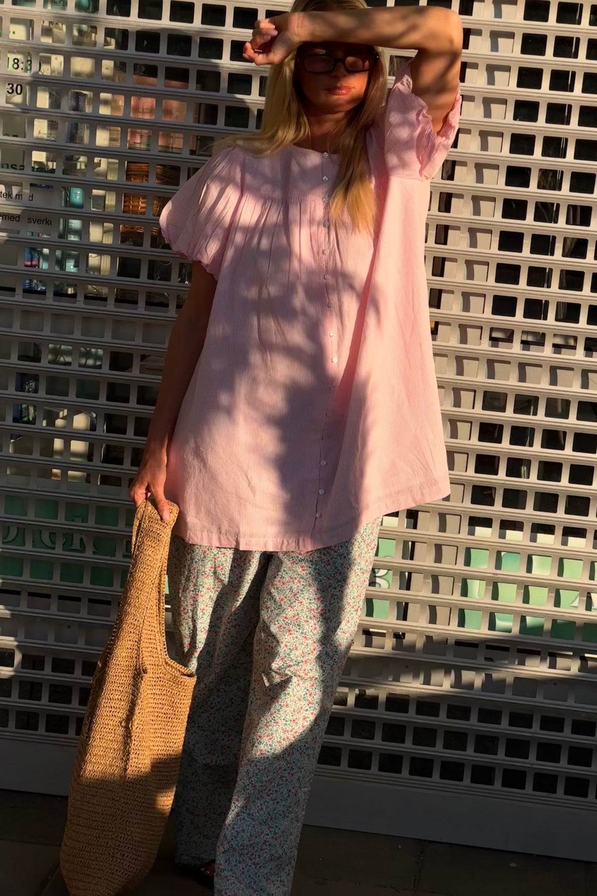 Andi Puff Mini Dress in Rosewater stripe