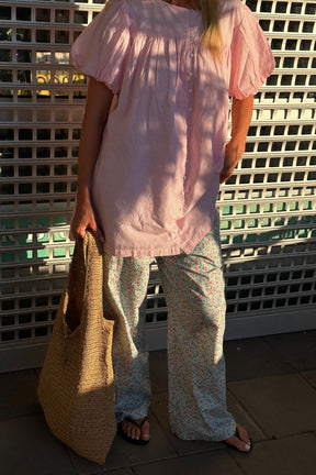 Andi Puff Mini Dress in Rosewater stripe